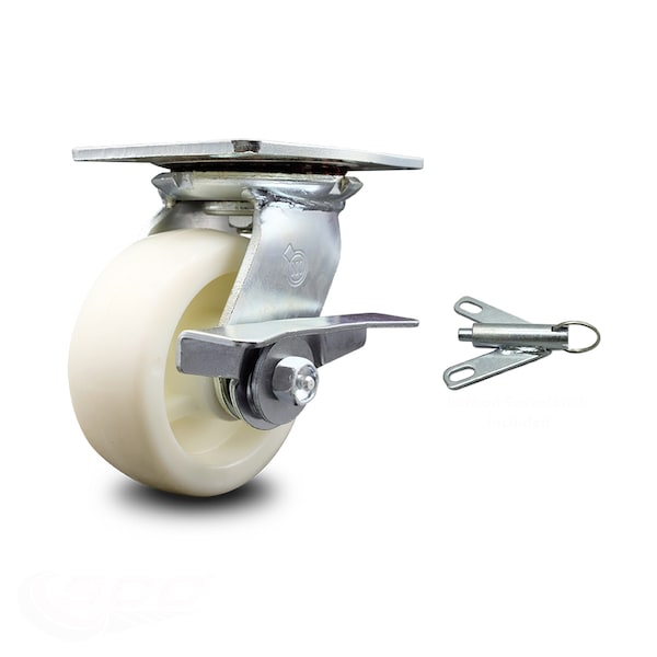 5 Inch Nylon Caster with Ball Bearing and Brake/Swivel Lock